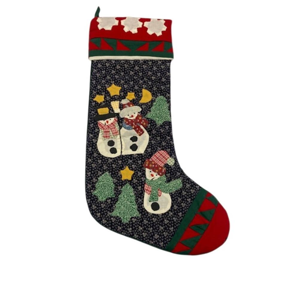 Unbranded festive snowmen quilted Christmas stocking.